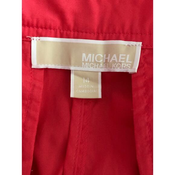Michael Michael Kors Poplin Shorts Women's Size 14 Cotton in Geranium NEW - Picture 4 of 6